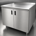 Thumbnail image #3 for Advance Tabco Enclosed Stainless Steel Work Table with 14 Gauge 304 Top, Cabinet Base, Mid-Shelf and Hinged Doors, 72 x 30 Inches