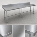 Thumbnail image #3 for BK Resources VTTR5OB-6030 60" x 30" 18-Gauge 430 Stainless Steel Work Table with 5" Backsplash and Open Galvanized Base