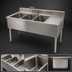 Thumbnail image #3 for Eagle Group 1800 Series Three-Compartment Underbar Sink Unit with Right Drainboard, 60 Inch x 20 Inch, 304 Stainless Steel