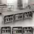 Thumbnail image #3 for John Boos Enclosed Stainless Steel Work Table with Cabinet Base and 3 Hinged Door Sets, 132 x 36 Inches