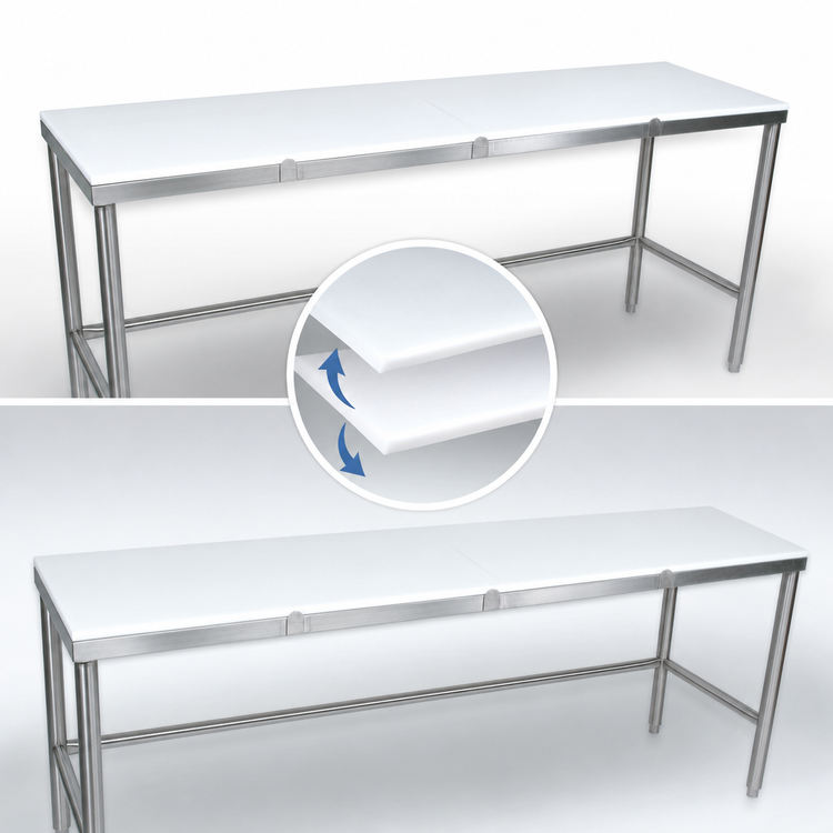 Product image #3 for John Boos 96 Inch x 24 Inch Reversible Poly Top Trimming Table
