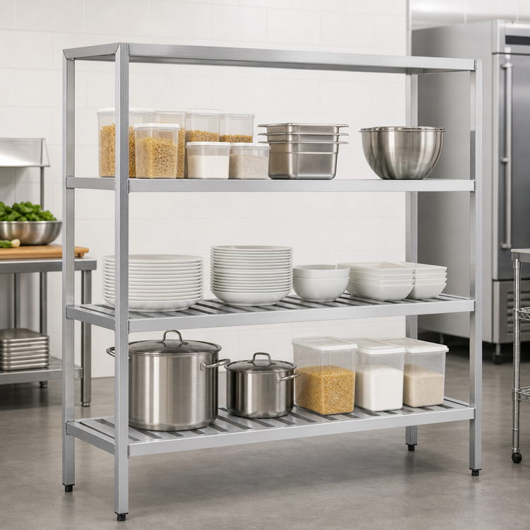 Product image #3 for New Age 1048TB T-Bar Series 3-Tier Cantilevered Aluminum Shelving Unit