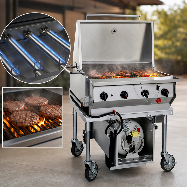 Product image #3 for Magicater AGA Approved 30-Inch Transportable Liquid Propane Outdoor Charbroiler, 4-Burner, Stainless Steel