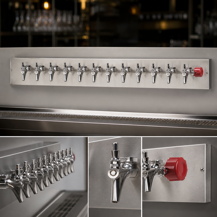 Product image #3 for Micro Matic Kool-Rite 36-Inch Wall-Mount Glycol-Cooled 12-Faucet Short-Shank Insert Module