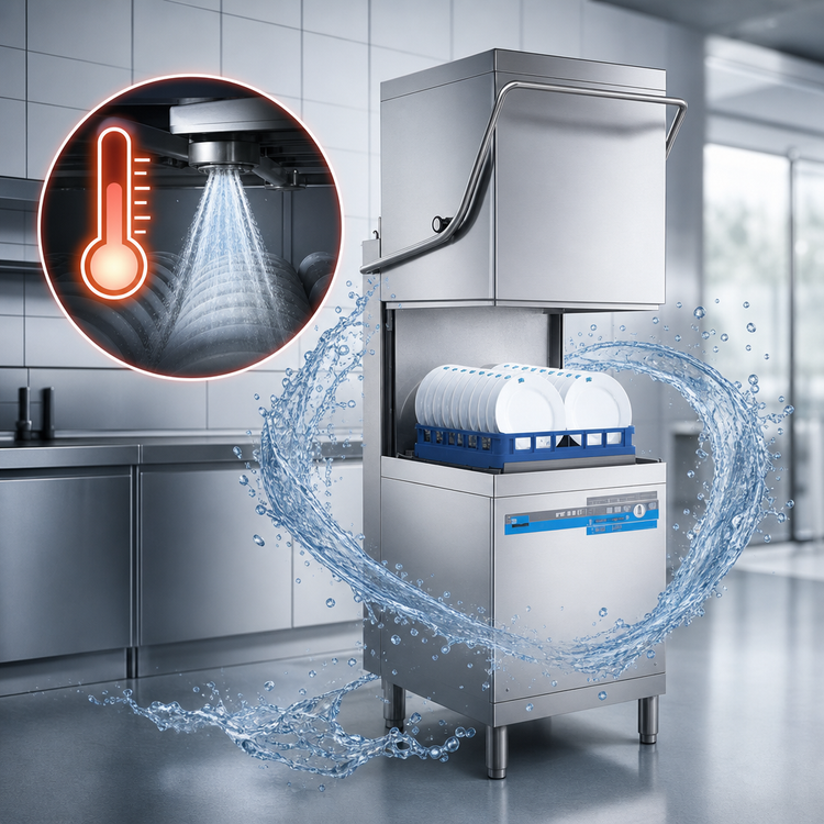 Product image #3 for MEIKO Point 2 Series DV 80.2 Hot Water Sanitizing Door-Type Dishwasher with Built-In Booster, 61 Racks/Hour