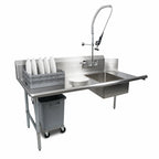 Thumbnail image #3 for BK Resources BKSDT-72-R-SS-P2-G 72-Inch Straight Soiled Dish Table, Right-to-Left, 18-Gauge 304 Stainless Steel, with Pre-Rinse Sink
