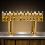 Thumbnail image #3 for Micro Matic USA DPT412PVD-3 Double Pedestal Countertop Air-Cooled Draft Beer Tower, 12 Faucets, PVD Brass Finish