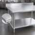 Thumbnail image #3 for Advance Tabco 144-Inch x 36-Inch Stainless Steel Work Table with 5-Inch Backsplash and Adjustable Undershelf