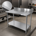 Thumbnail image #3 for Thunder Group 48-Inch x 24-Inch Stainless Steel Flat Top Work Table with 4-Inch Backsplash and Adjustable Undershelf
