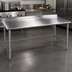 Thumbnail image #3 for Eagle Group Budget Series 144 Inch x 36 Inch 430 Stainless Steel Work Table with Rear Up-Turn and Galvanized Base