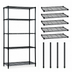 Thumbnail image #3 for Quantum Black Epoxy Stationary Wire Shelving Starter Kit, 60 x 30 x 54 Inches, 5 Shelves