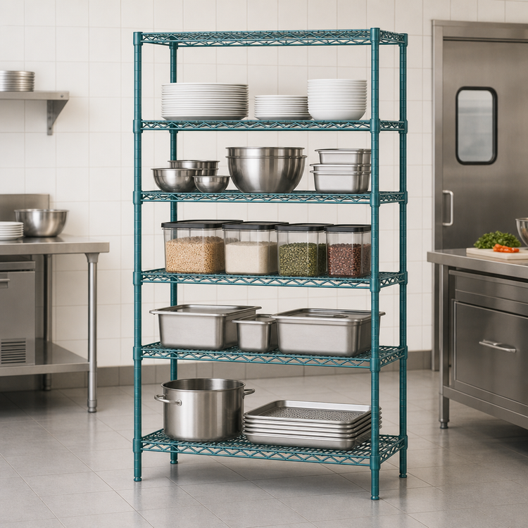 Product image #3 for Eagle Group Valu-Gard 5-Tier Wire Shelving Starter Unit, 30 x 24 x 74 Inches, Green Epoxy Finish