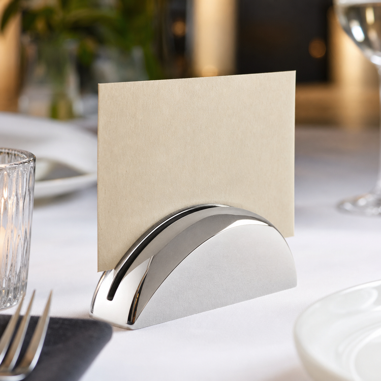 Product image #3 for American Metalcraft Half Moon Cast Aluminum Menu Card Holder, Polished Mirror Finish