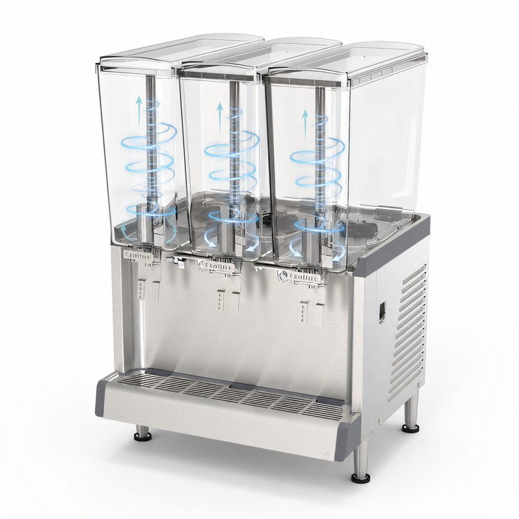 Product image #3 for Crathco Simplicity Bubbler Electric Triple-Agitator Tall Pre-Mix Cold Beverage Dispenser, 3 x 4.75-Gallon Bowls