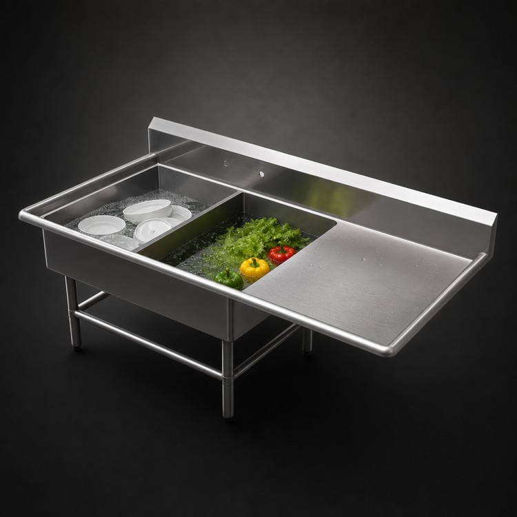 Product image #3 for John Boos Pro-Bowl 2-Compartment Stainless Steel Sink with 24-Inch Right Drainboard
