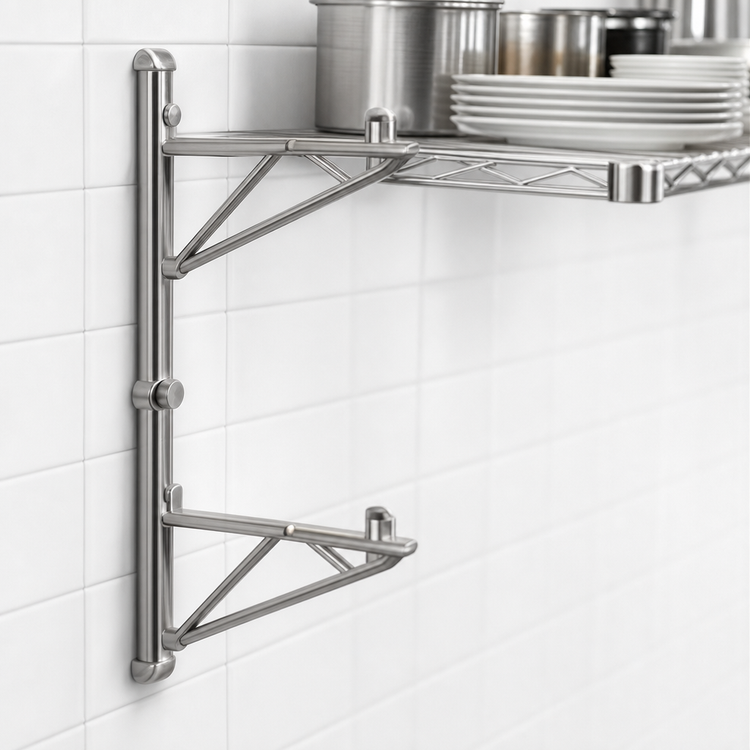 Product image #3 for 14-Inch Stainless Steel Single End Shelf Bracket for Adjustable Post Wire Wall Mounts