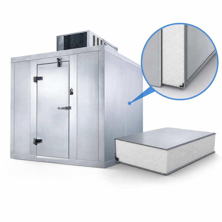 Product image #3 for AmeriKooler Quick Ship Indoor Walk-In Cooler with Floor, 10' x 6' x 7'-7", Top-Mount Self-Contained R-448A