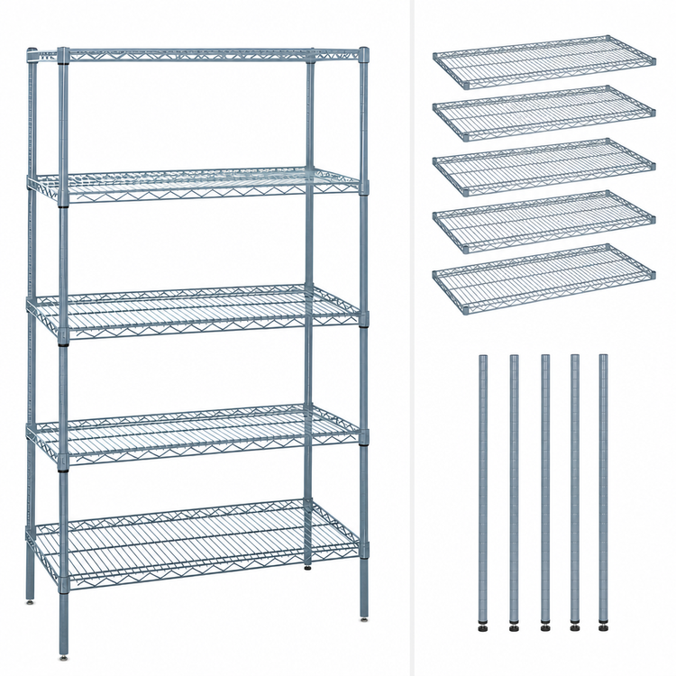 Product image #3 for Quantum 36-Inch W x 21-Inch D x 54-Inch H Wire Shelving Starter Unit, 5 Shelves, Gray Epoxy Antimicrobial Finish