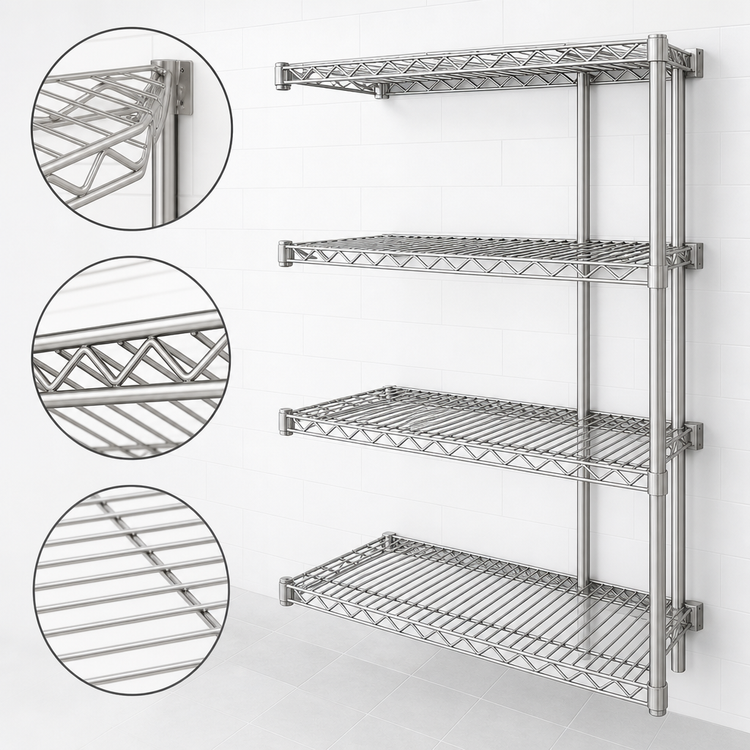 Product image #3 for Eagle Group 4-Tier Add-On Wire Shelving Unit with QuadTruss Design, 30" W x 18" D x 63" H, Stainless Steel Finish