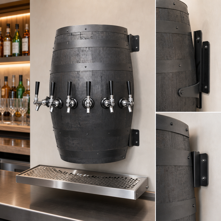 Product image #3 for Glastender Wood Barrel Wall-Mount Air-Cooled Draft Dispensing Tower with 5 Faucets