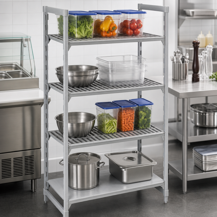 Product image #4 for Camshelving Premium Stationary Starter Unit, 21"W x 48"L x 72"H, 4-Tier 3 Vented + 1 Solid Polymer Shelving Unit