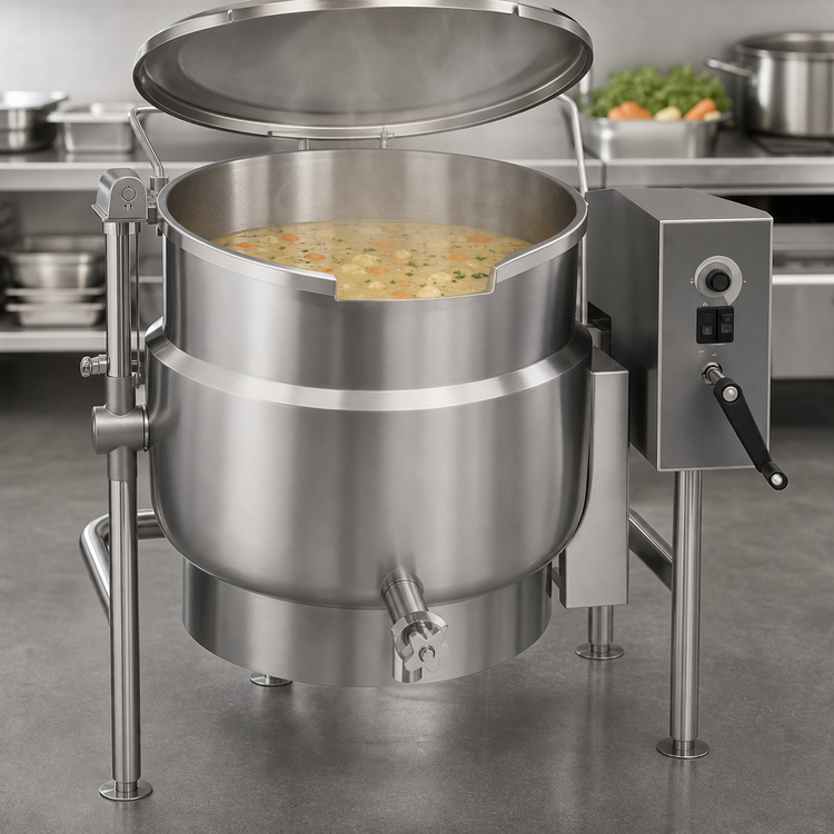 Product image #4 for Vulcan 20-Gallon Electric Tilting Steam Kettle, 2/3 Jacketed, 316 Stainless Steel Liner