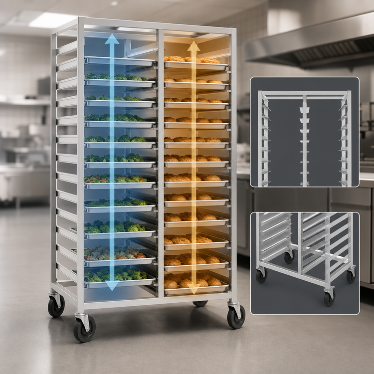 Product image #3 for Panco Double-Compartment Mobile Tray Rack for 18 x 26 Inch Trays