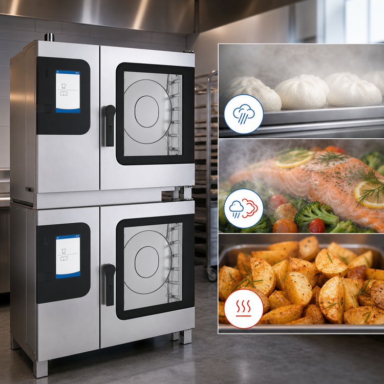 Product image #4 for Convotherm K12 Maxx Pro Double Stacked Electric Boilerless Combi Oven/Steamer Package (6 & 10 Half-Size Sheet Pan Capacity)