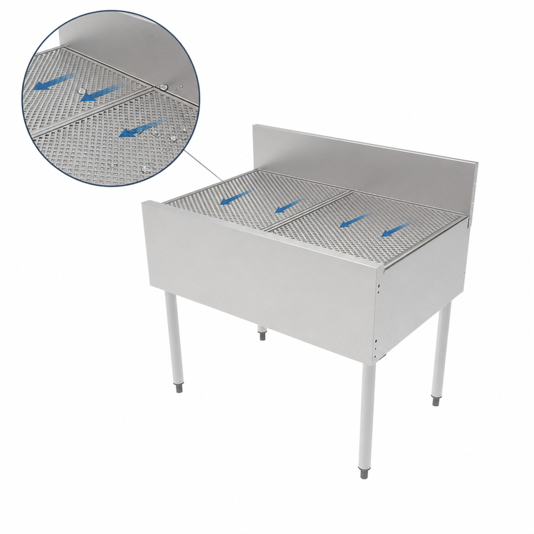 Product image #4 for Perlick Top Shelf 36-Inch Freestanding Stainless Steel Underbar Drainboard with 6-Inch Backsplash