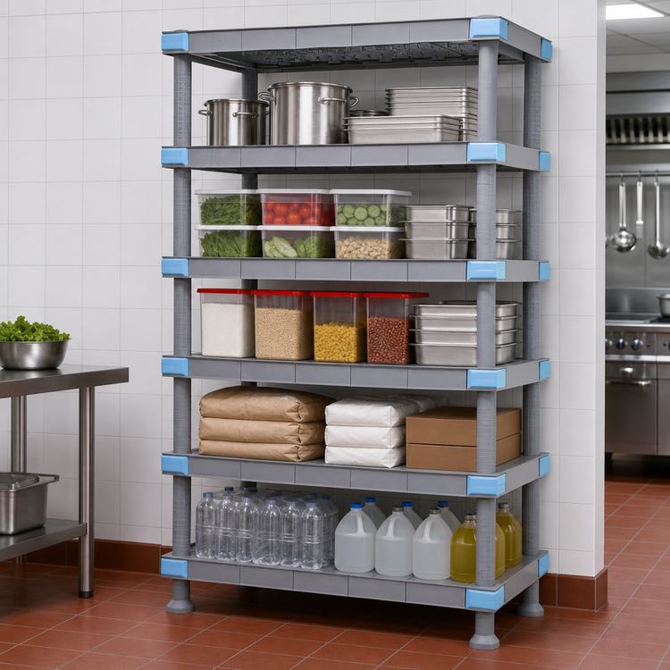 Product image #3 for Quantum Millenia 60-Inch x 24-Inch x 74-Inch All-Polymer Gray Shelving Unit with 5 Shelves and Dunnage Stand