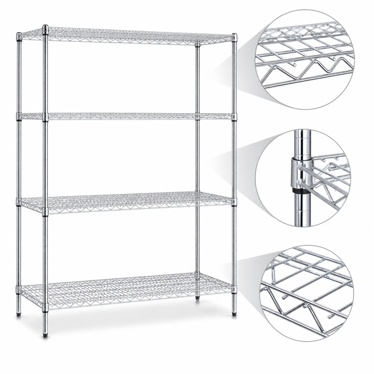 Product image #3 for Eagle Group Redi-Pak 4-Tier Stationary Wire Shelving Unit, 36W x 24D x 74H, Chrome