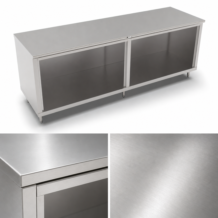 Product image #3 for John Boos Open Front Cabinet Base Work Table with 16-Gauge Stainless Steel Flat Top, 144W x 30D