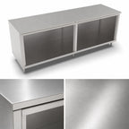Thumbnail image #3 for John Boos 4CO6-30144 Open-Front Cabinet Base Work Table, 16-Gauge 300-Series Stainless Steel Top, 144W x 30D