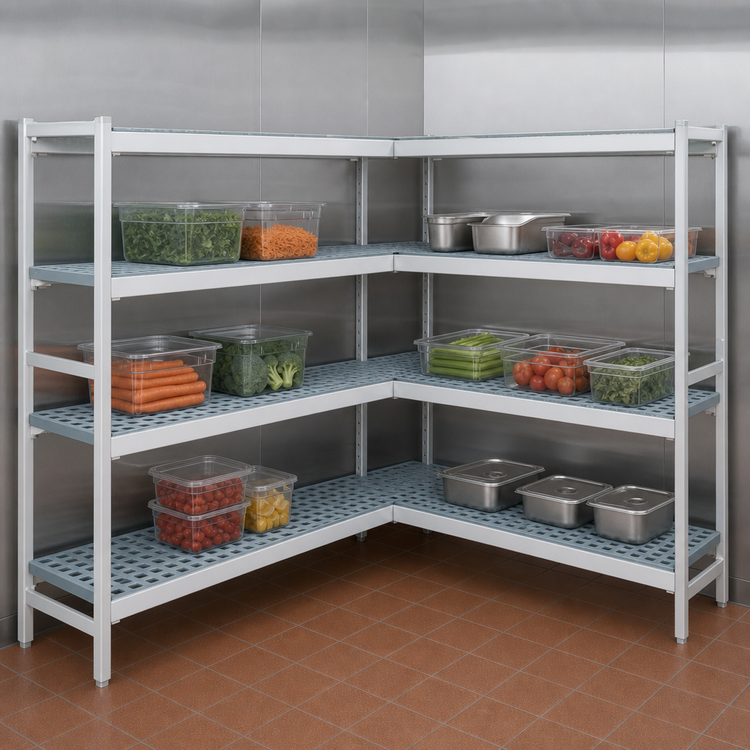 Product image #3 for Fermostock 4-Tier Corner Expansion Polymer Shelving Unit Kit, 42"W x 22"D x 83"H