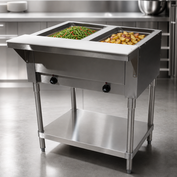 Product image #3 for Advance Tabco Triumph (Supreme) Electric Hot Food Table with (2) 12" x 20" Sealed Wells and Open Base
