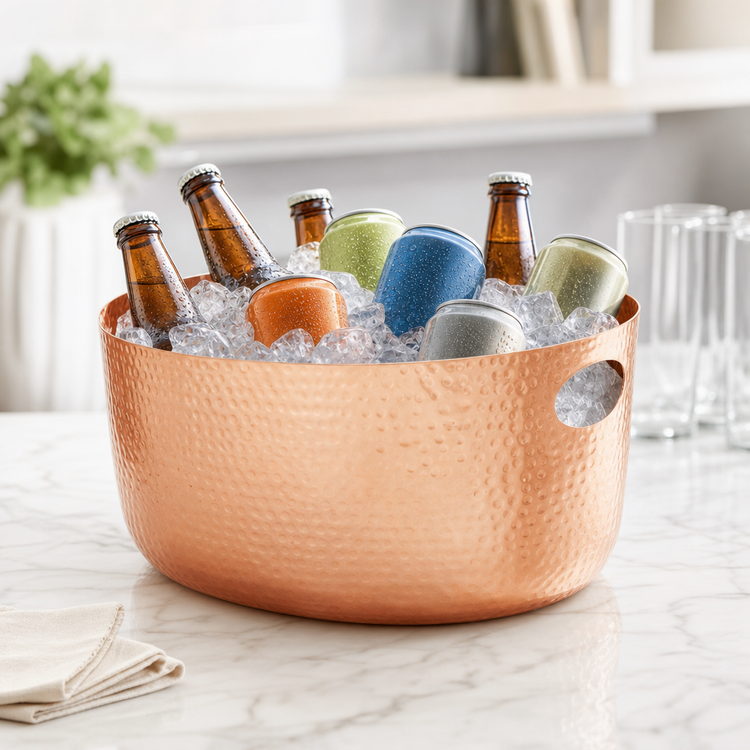 Product image #3 for Oval Hammered Aluminum Beverage Tub, 10 Qt., Copper Finish