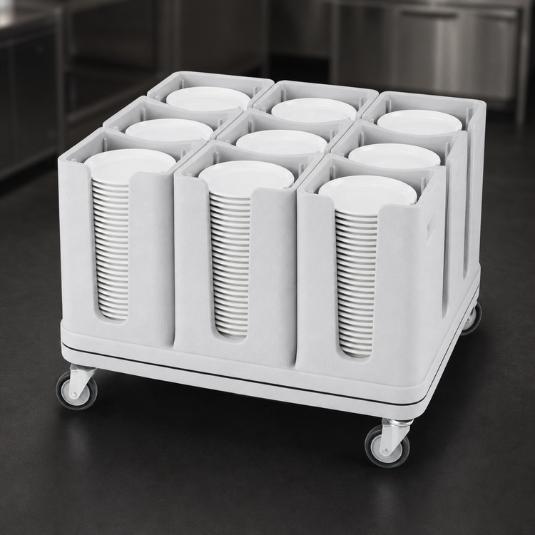 Product image #3 for Metro Poker Chip Dish Rack Dolly, 9 Columns, 360-540 Dish Capacity