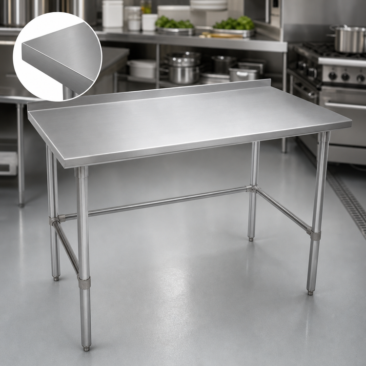 Product image #3 for John Boos Stallion 72" x 36" 14-Gauge 300-Series Stainless Steel Work Table with 1-1/2" Rear Up-Turn