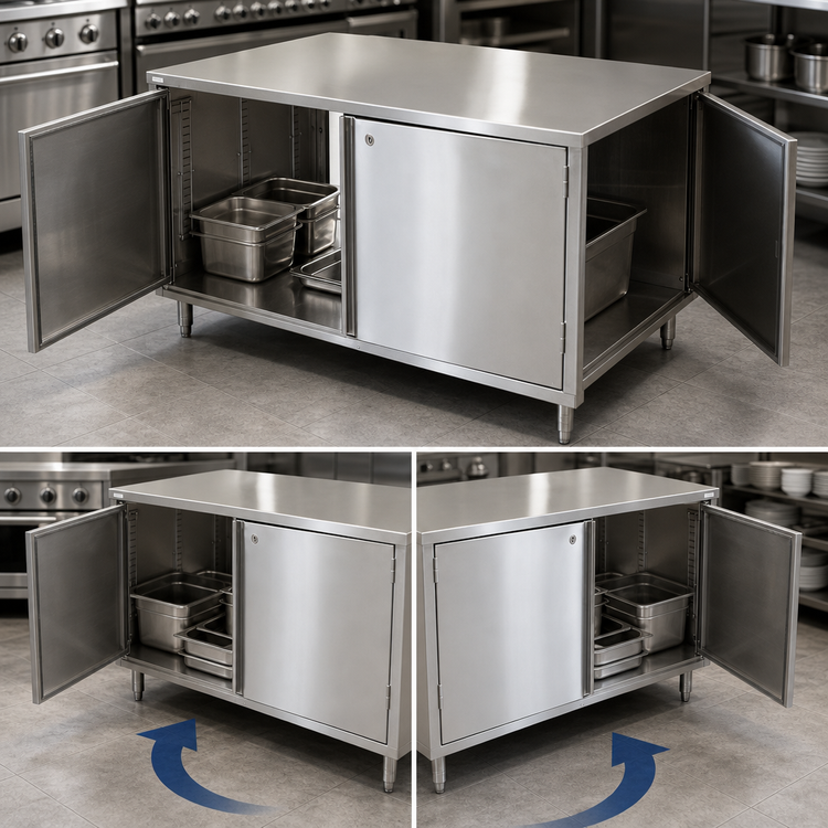Product image #3 for Dual-Access Stainless Steel Chef Table Cabinet Base with Locking Hinged Doors, 36 x 24 Inches