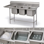 Thumbnail image #3 for Advance Tabco Regaline 94-83-60-18L 3-Compartment Stainless Steel Sink with Left-Hand Drainboard, 14-Gauge 304, 88-3/8 x 36 Inch