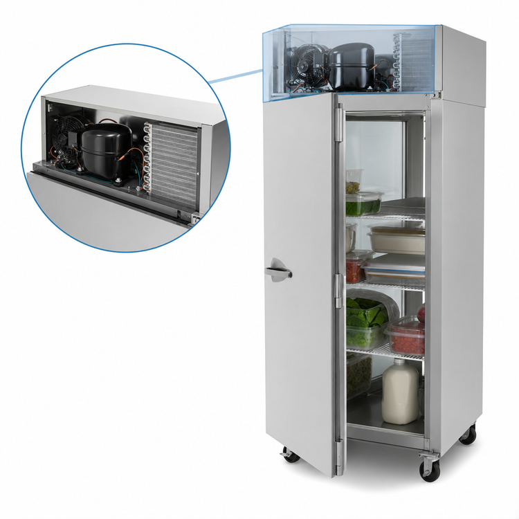 Product image #3 for Turbo Air PRO Series Pass-Thru Reach-In Refrigerator with Solid Front Door and Glass Rear Door, 1 Section, Top Mount, 26.48 Cu. Ft.