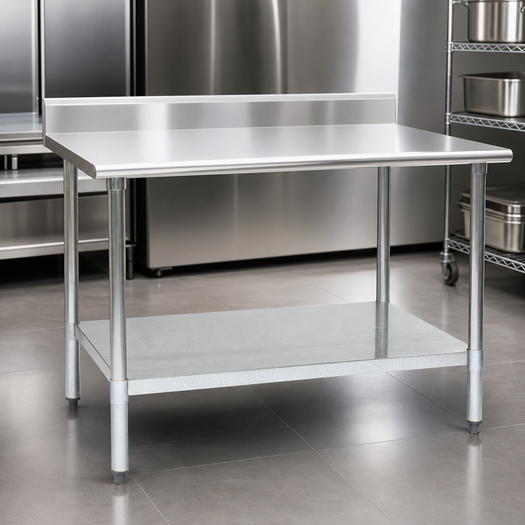 Product image #3 for Spec-Master 72-Inch x 24-Inch Stainless Steel Work Table with 4-1/2-Inch Backsplash and Galvanized Undershelf