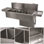 Thumbnail image #4 for BK Resources UBDW-21-472TS 72-Inch Four-Compartment Underbar Sink with Dual Drainboards, Faucets, and 304 Stainless Steel Construction