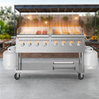 Thumbnail image #3 for Koolmore CGKIT6-G30G30 60-Inch Mobile Propane Charbroiler with 8 Burners and Dual 30-Inch Griddle Plates