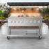 Thumbnail image #3 for KoolMore 60-Inch Mobile Outdoor Charbroiler Grill with 8 Burners, Dual 30-Inch Griddle Plates, Propane