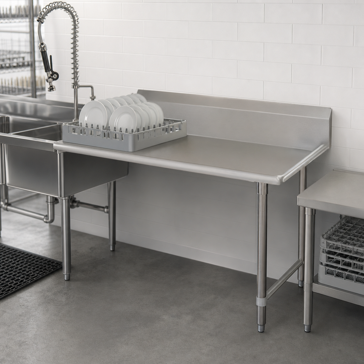 Product image #3 for Pro-Bowl Clean Straight Dishtable, 24 x 30 x 44 Inch, Right-to-Left Operation, 10 Inch Boxed Backsplash