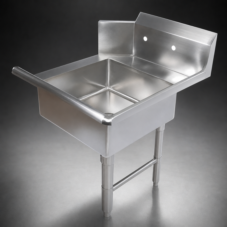 Product image #3 for BK Resources 36-Inch Straight Soiled Dish Table with 20 x 20 x 8 Pre-Rinse Sink, Right-to-Left Operation