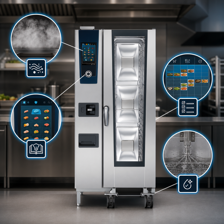 Product image #3 for RATIONAL iCombi Pro 20-Half Size Liquid Propane Floor Combi Oven, 120V/1-Phase