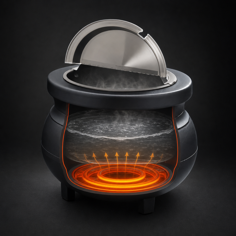 Product image #4 for Vollrath Cayenne Colonial Kettle 7 Qt Black Countertop Rethermalizer Package