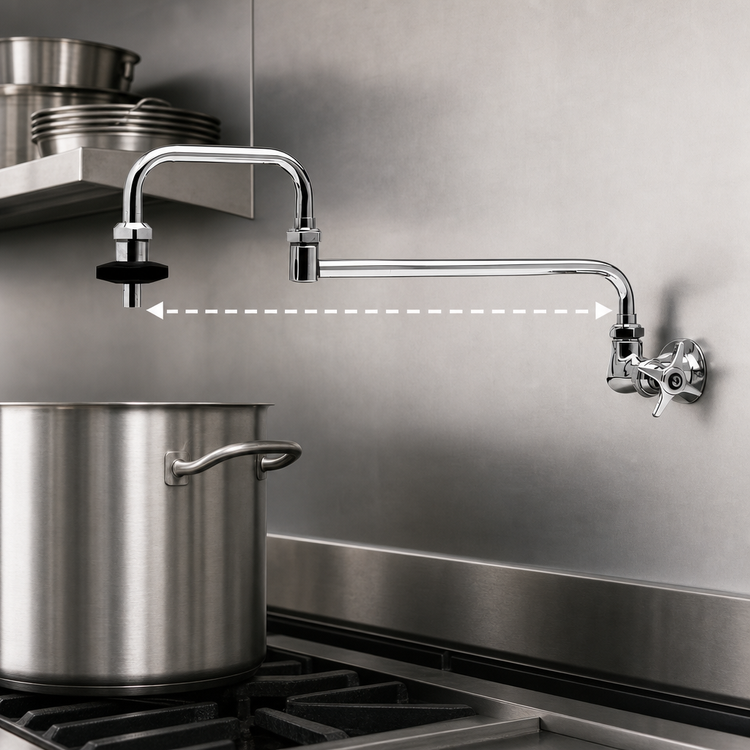 Product image #3 for T&S Brass B-0594 Splash-Mounted Double-Jointed Pot Filler Faucet, 24-Inch